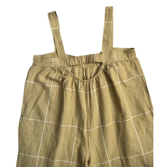 Madewell Plus Windowpane Super Wide Leg Jumpsuit Olive Surplus Size 16 - Picture 9 of 11